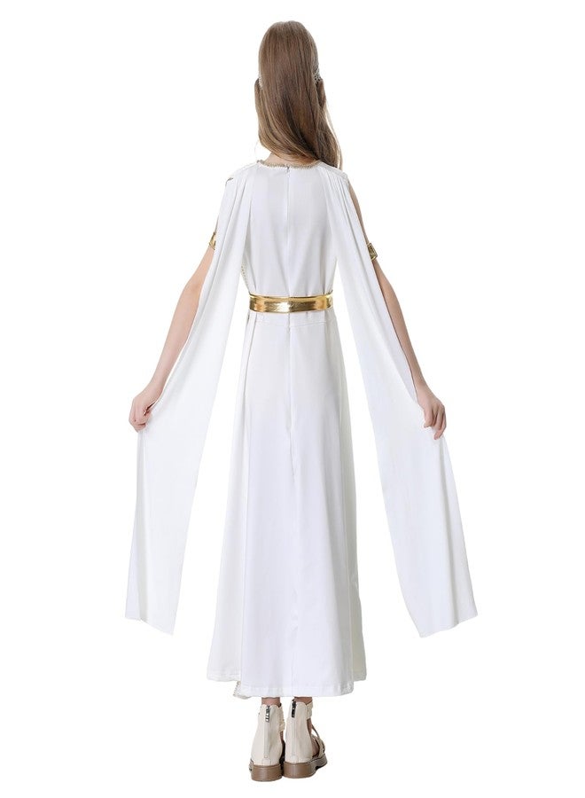 AGCOAH Girls Greek Costume White Kids Greek Goddess Dress 4PCS Toga Costume with Headband Halloween Roman Princess Cosplay Outfit Dress Up 55.1Inch(9-10Y) - Image 3